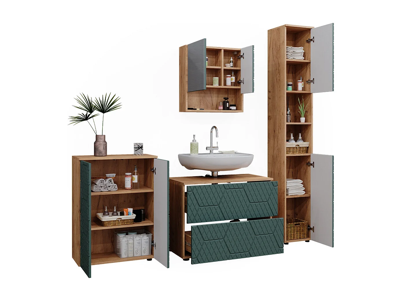 Meubles bain vert/force de lor chêne 80x41x58 irma