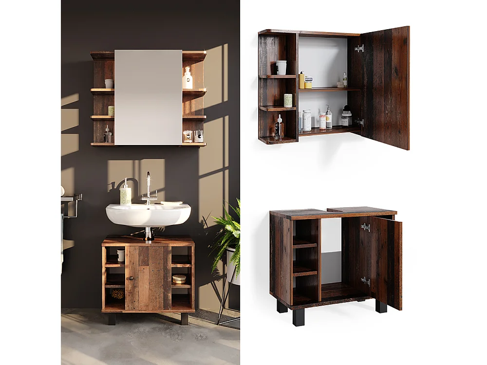 Set mobili bagno rovere rustico 60x32x54 fynn