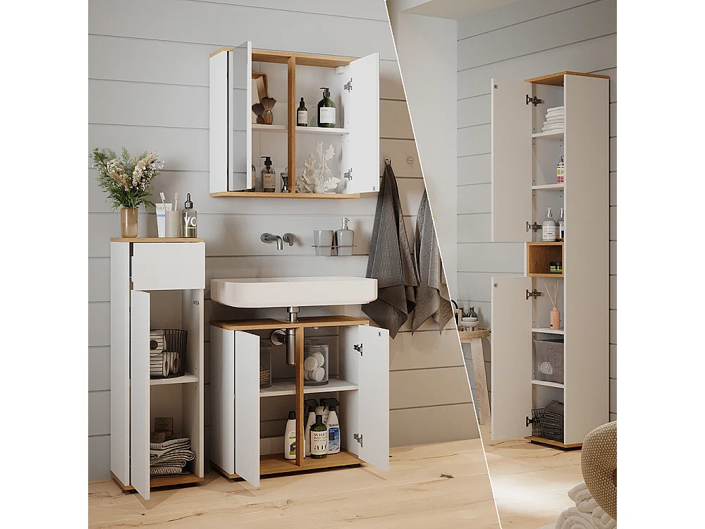 Ensemble meubles bain blanc/artisan 60x30x62 didi