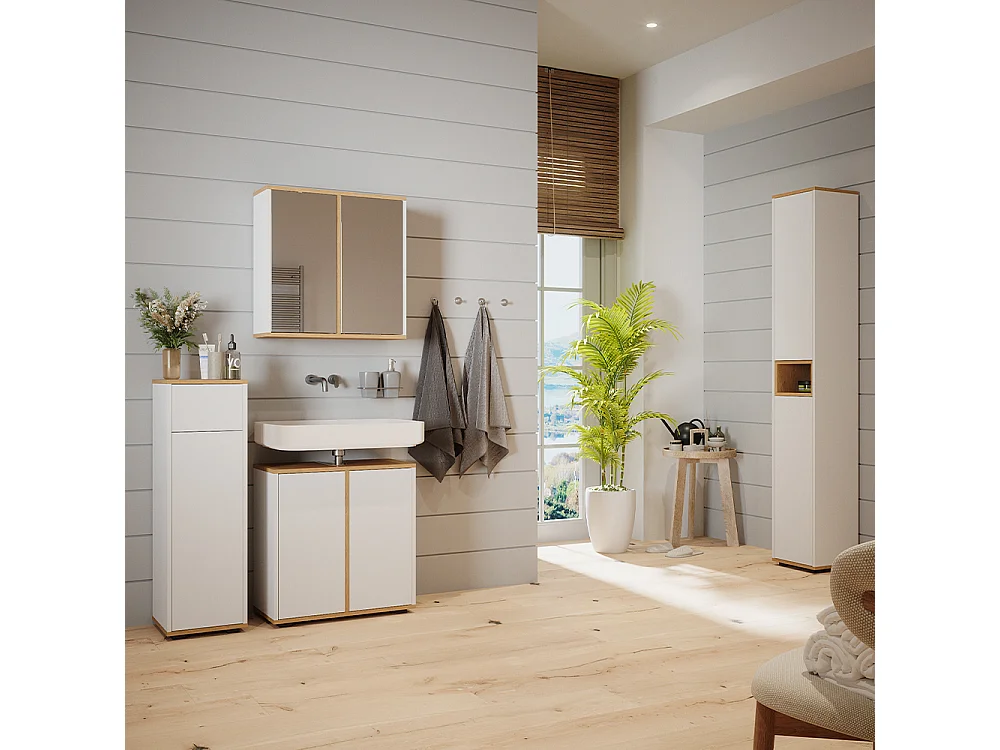 Ensemble meubles bain blanc/artisan 60x30x62 didi