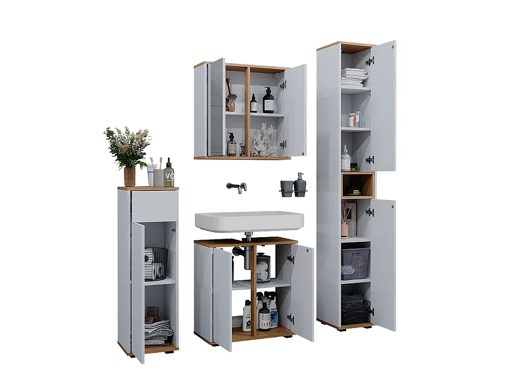 Ensemble meubles bain blanc/artisan 60x30x62 didi