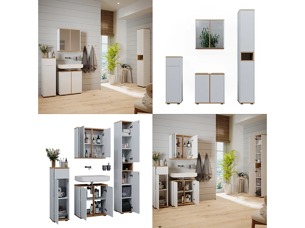 Ensemble meubles bain blanc/artisan 60x30x62 didi