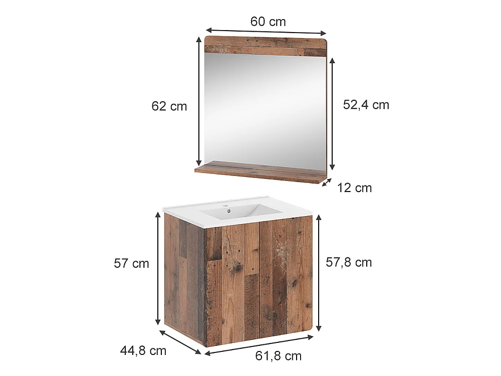 Ensemble de meubles de salle de bains oldstyle 61.8x44.8x57.8 izan