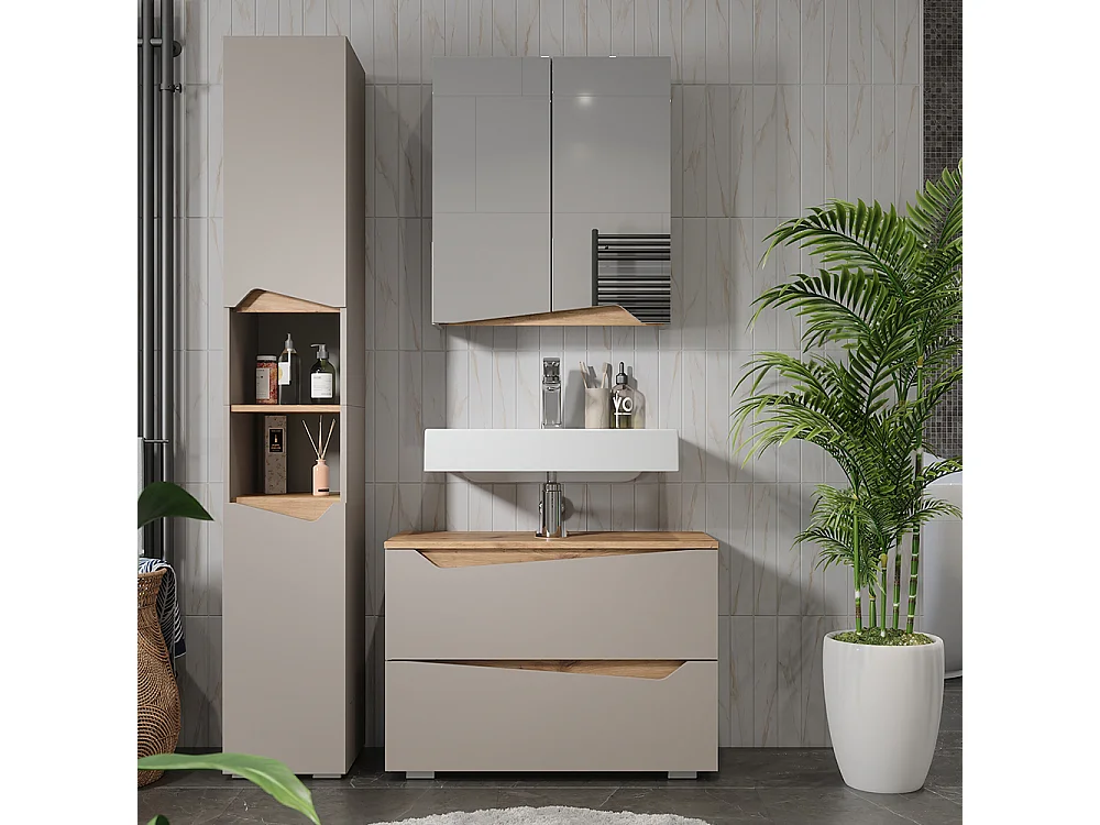 Meubles bain grège 80x35x57.5 marelle