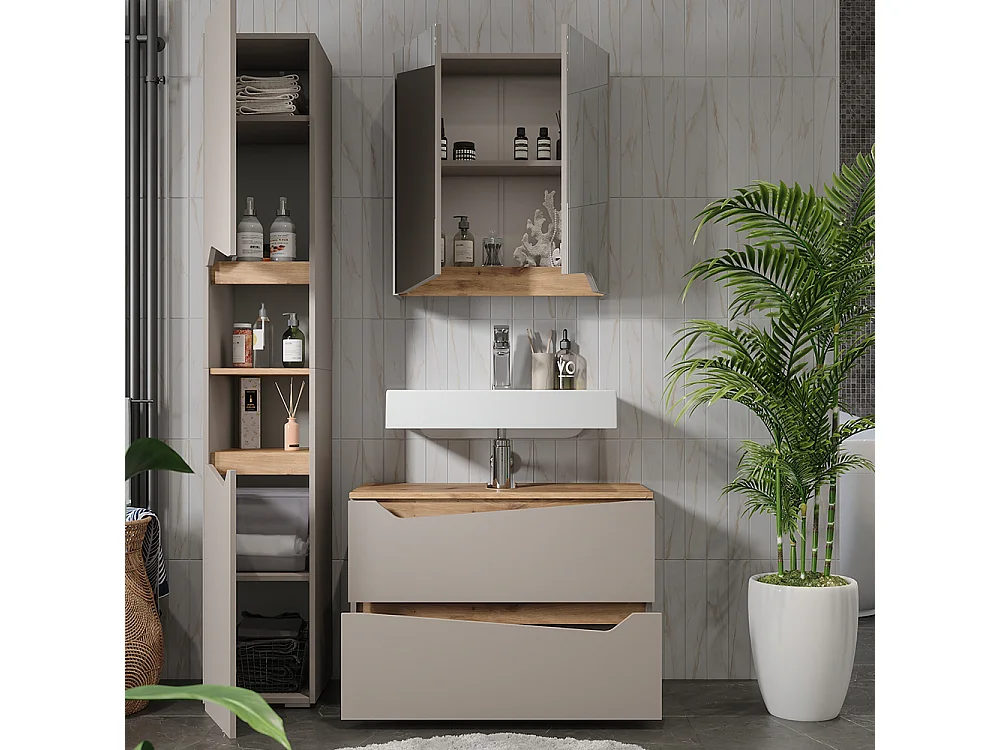 Meubles bain grège 80x35x57.5 marelle