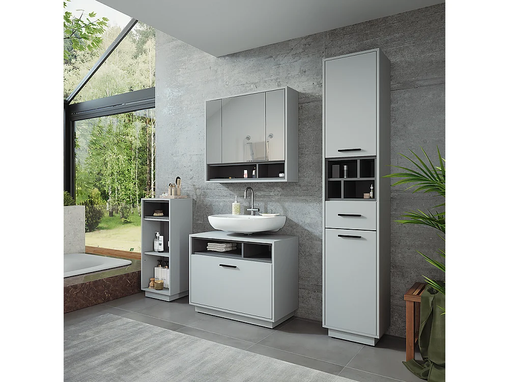 Meubles bain gris/anthracite 80x35x64 beatrice