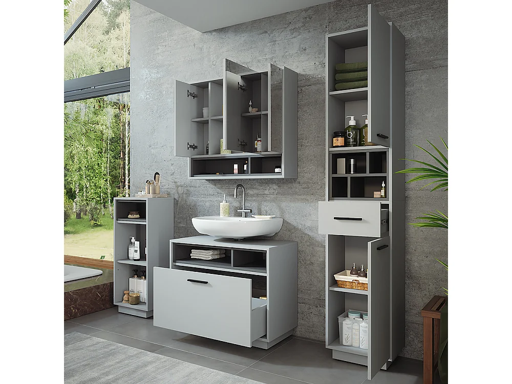 Meubles bain gris/anthracite 80x35x64 beatrice