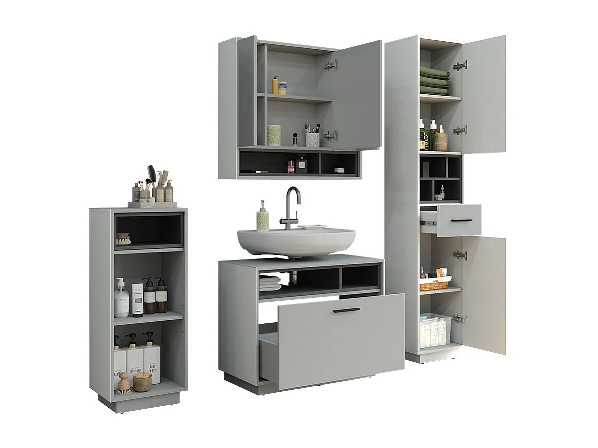 Meubles bain gris/anthracite 80x35x64 beatrice