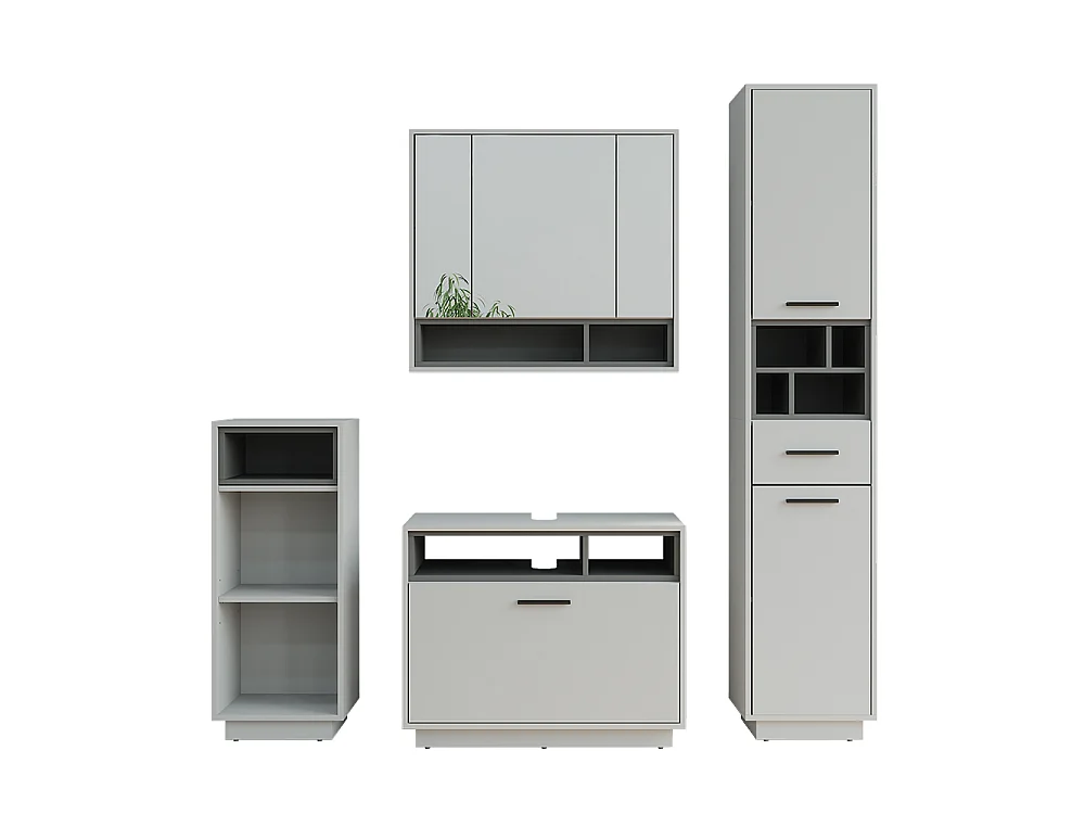 Meubles bain gris/anthracite 80x35x64 beatrice