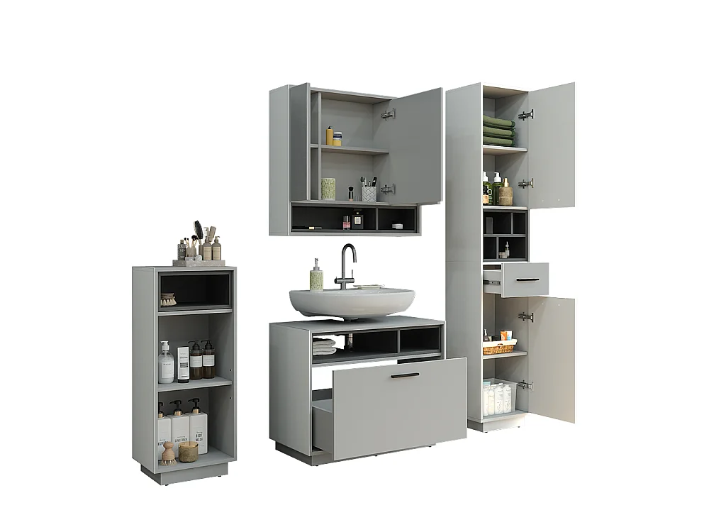 Meubles bain gris/anthracite 80x35x64 beatrice
