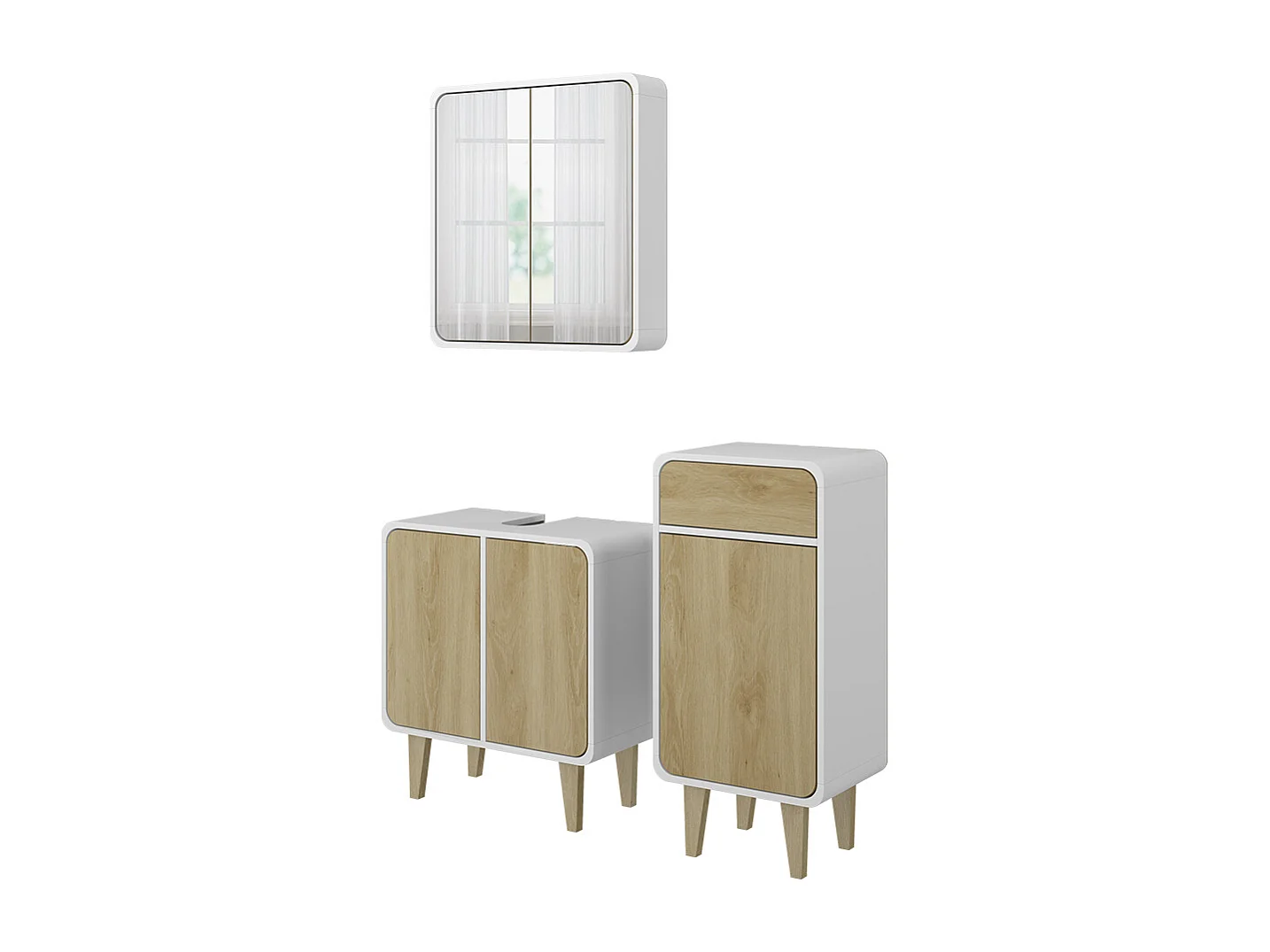 Meubles bain blanc/chêne 60x30x61 arla