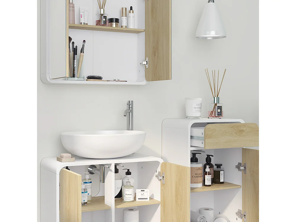 Meubles bain blanc/chêne 60x30x61 arla