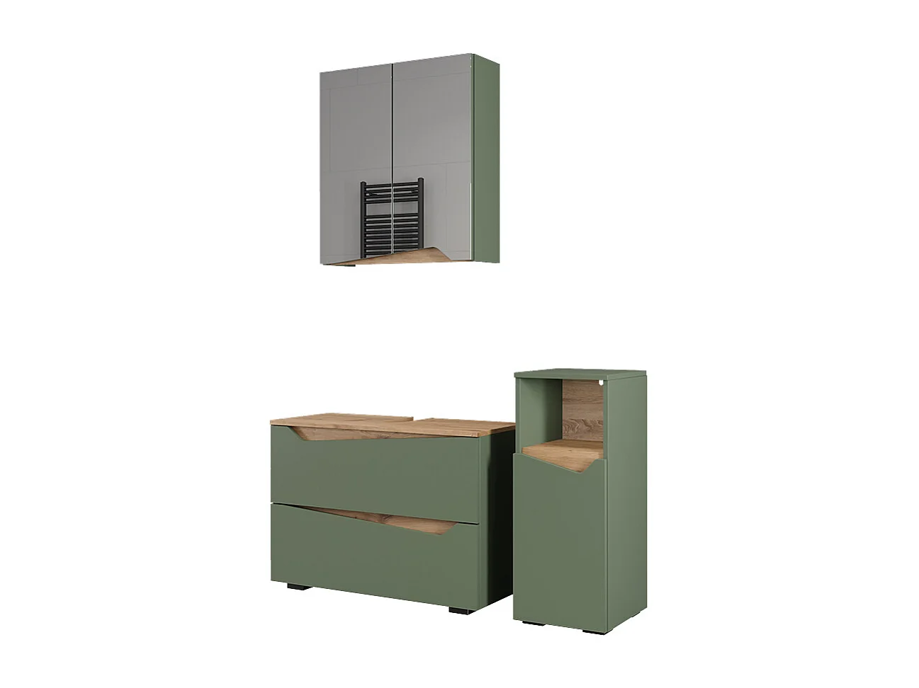Set di mobili da bagno verde/artigianale 80x35x57.5 marelle