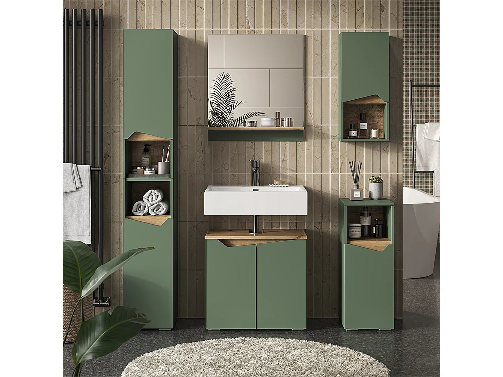 Set di mobili da bagno verde/artigianale 80x35x57.5 marelle