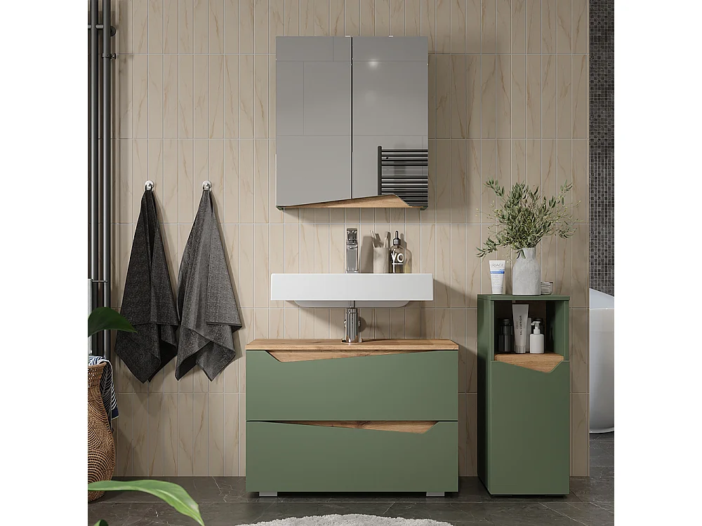 Meubles bain vert/artisan 80x35x57.5 marelle