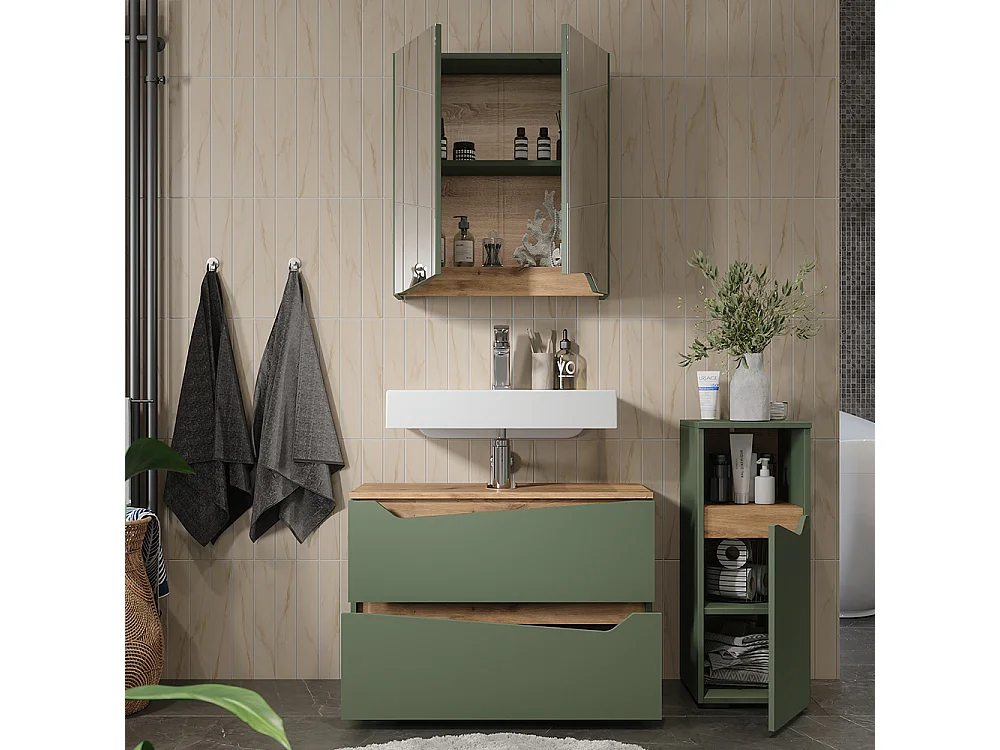 Meubles bain vert/artisan 80x35x57.5 marelle