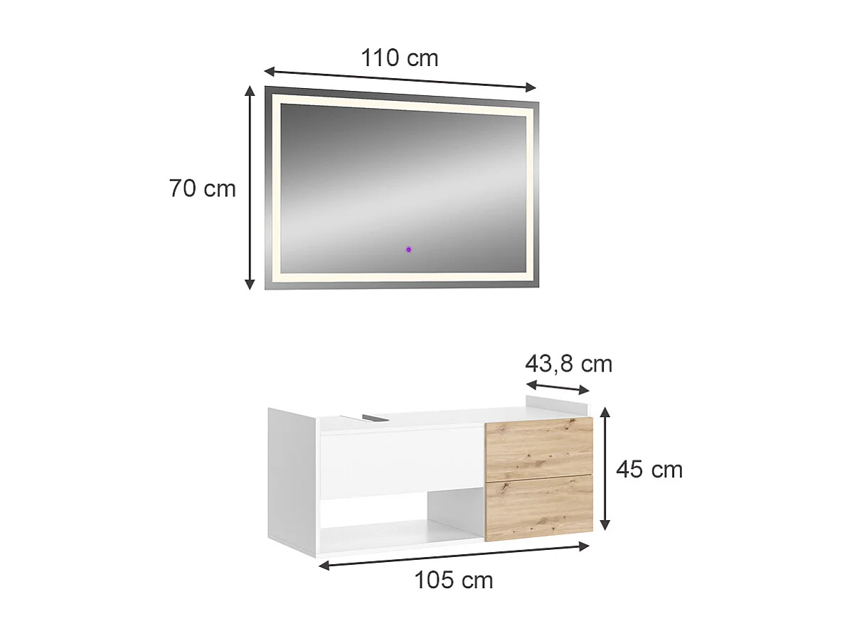 Badmöbel-Set weiß 105x43x45 alf