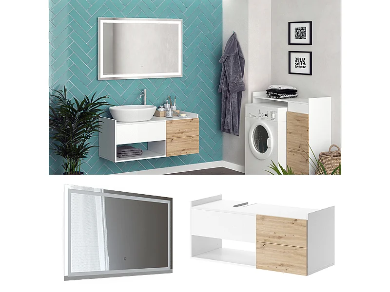 Meubles bain blanc 105x43x45 alf