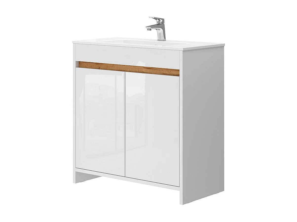 Waschbeckenunterschrank weiß hochglanz 79.8x40x81.9 lemgo