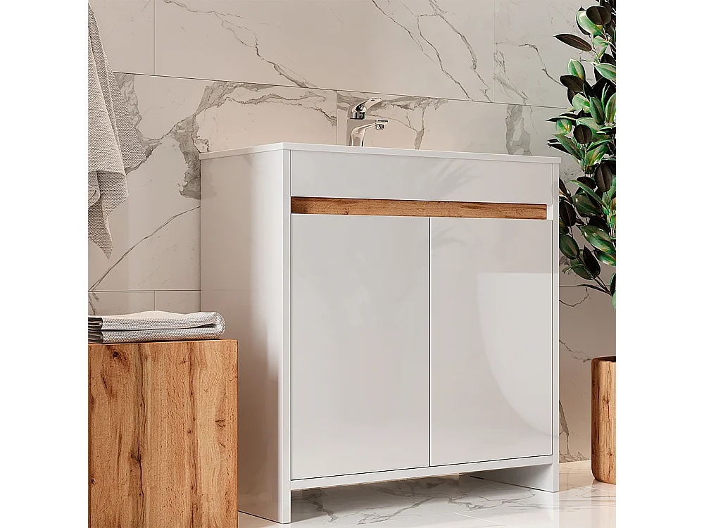 Waschbeckenunterschrank weiß hochglanz 79.8x40x81.9 lemgo