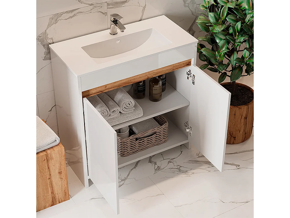 Waschbeckenunterschrank weiß hochglanz 79.8x40x81.9 lemgo