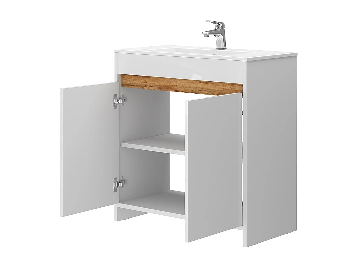 Waschbeckenunterschrank weiß hochglanz 79.8x40x81.9 lemgo