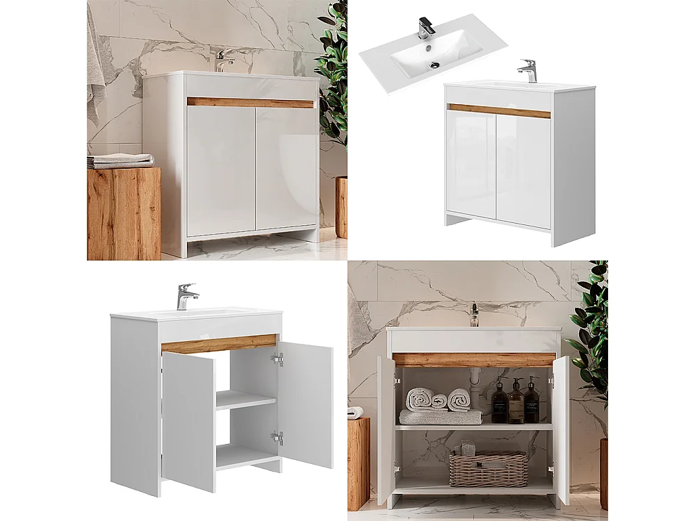 Waschbeckenunterschrank weiß hochglanz 79.8x40x81.9 lemgo