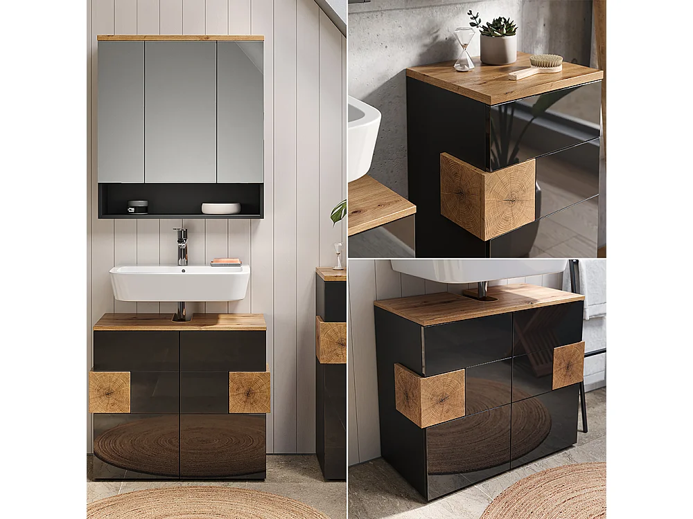 Set mobili bagno antracite 73x37x64 eden
