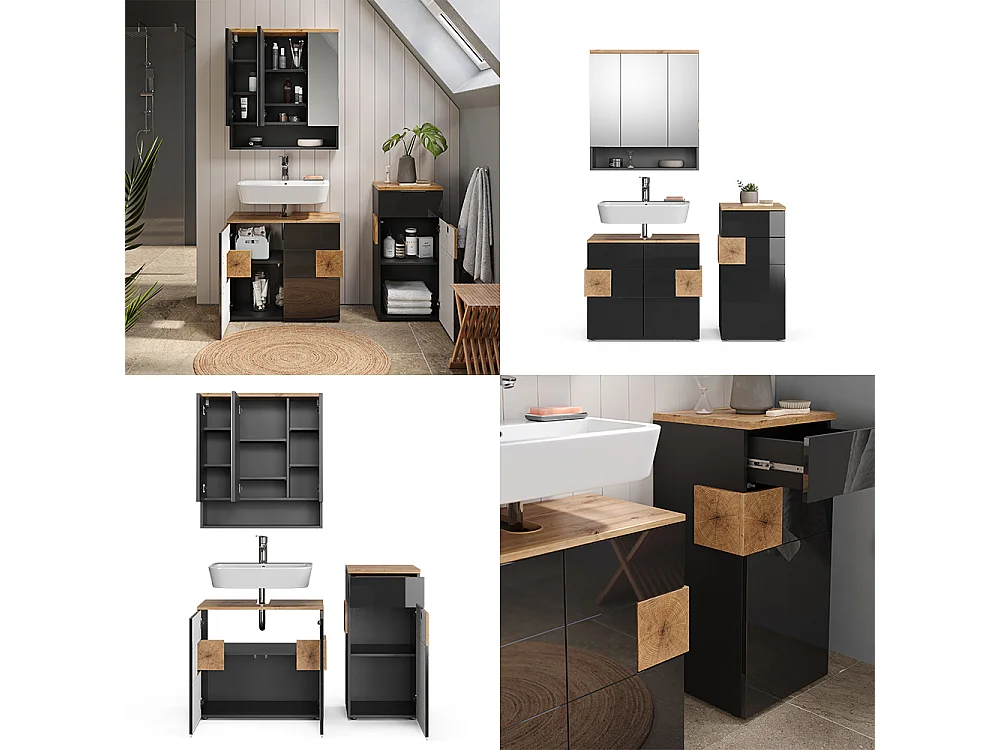 Set mobili bagno antracite 73x37x64 eden