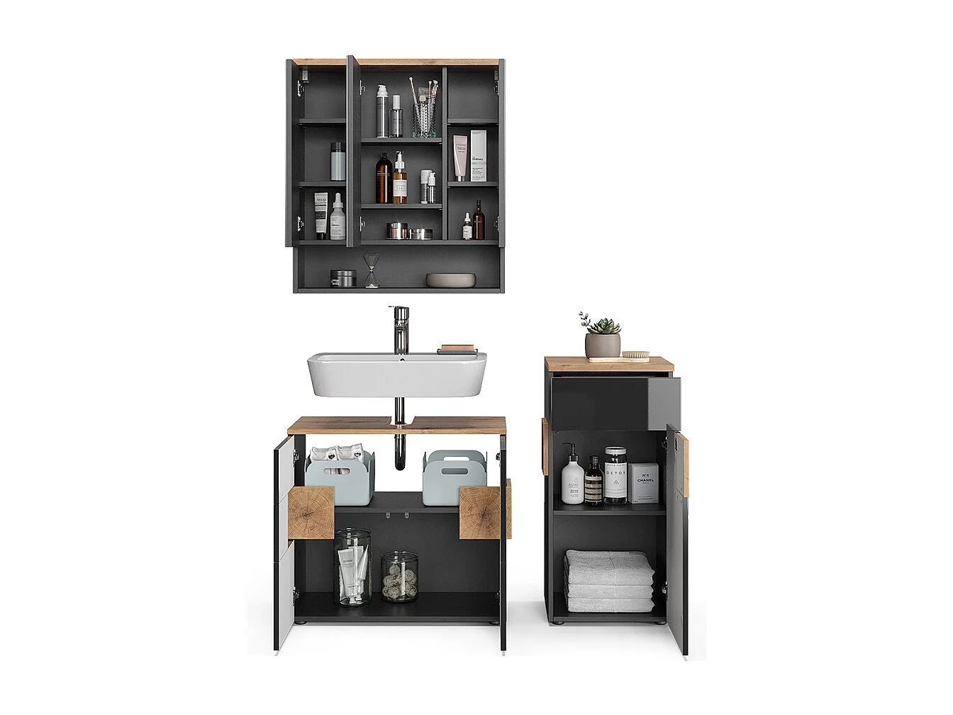 Meubles bain anthracite 73x37x64 eden