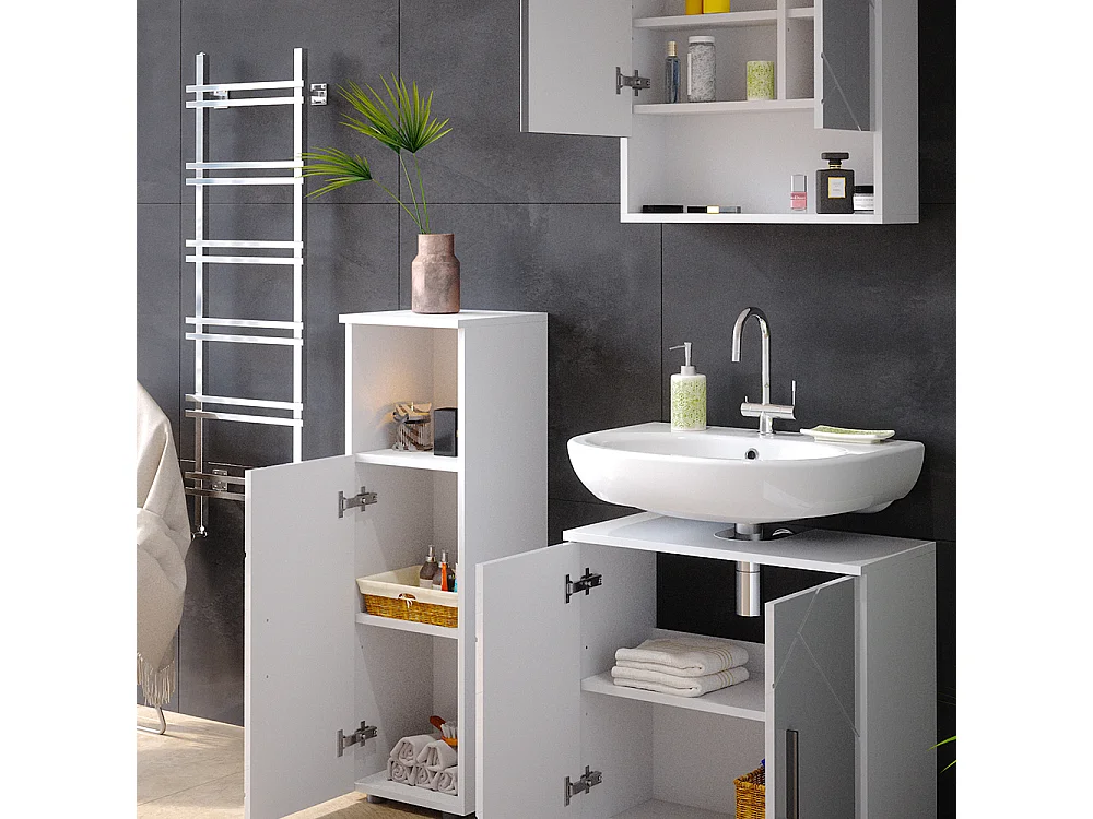 Set mobili bagno bianco lucido 80x41x58.6 irma
