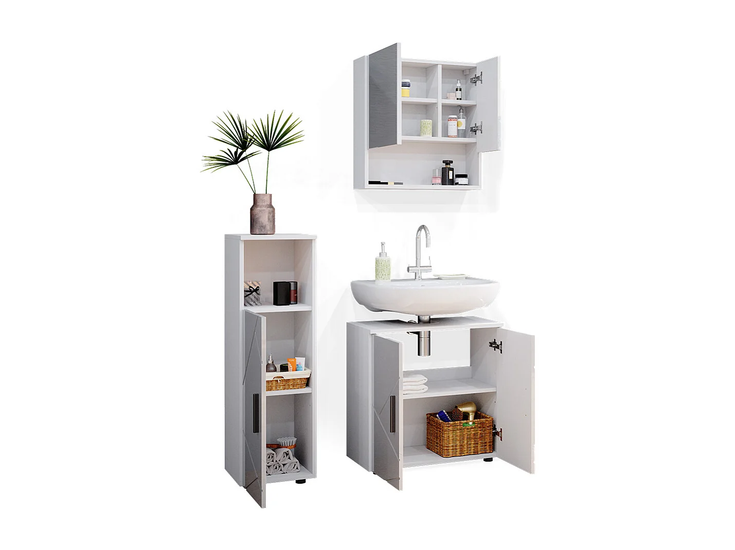 Set mobili bagno bianco lucido 80x41x58.6 irma