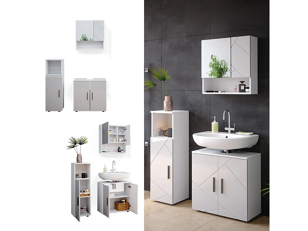 Meubles bain blanc haute brillance 80x41x58.6 irma