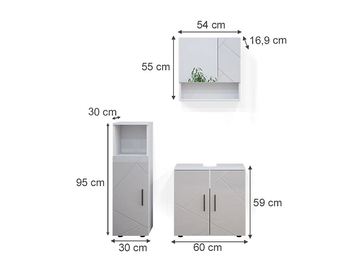 Meubles bain blanc haute brillance 80x41x58.6 irma