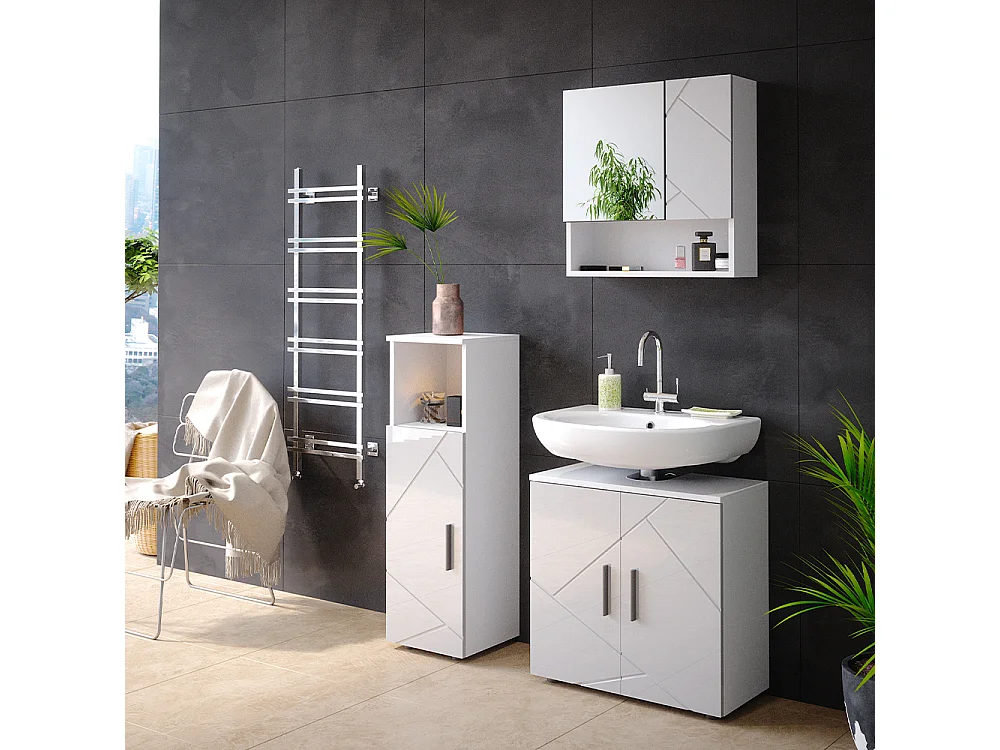 Meubles bain blanc haute brillance 80x41x58.6 irma