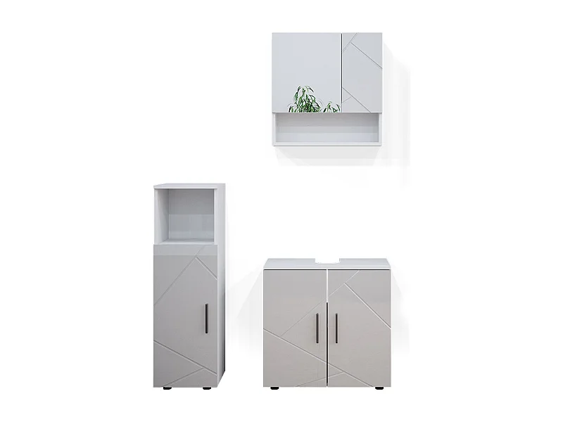 Badmöbel-Set weiß hochglanz 80x41x58.6 irma