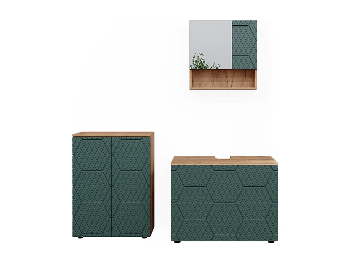 Set mobili bagno quercia verde/oro 80x41x58 irma