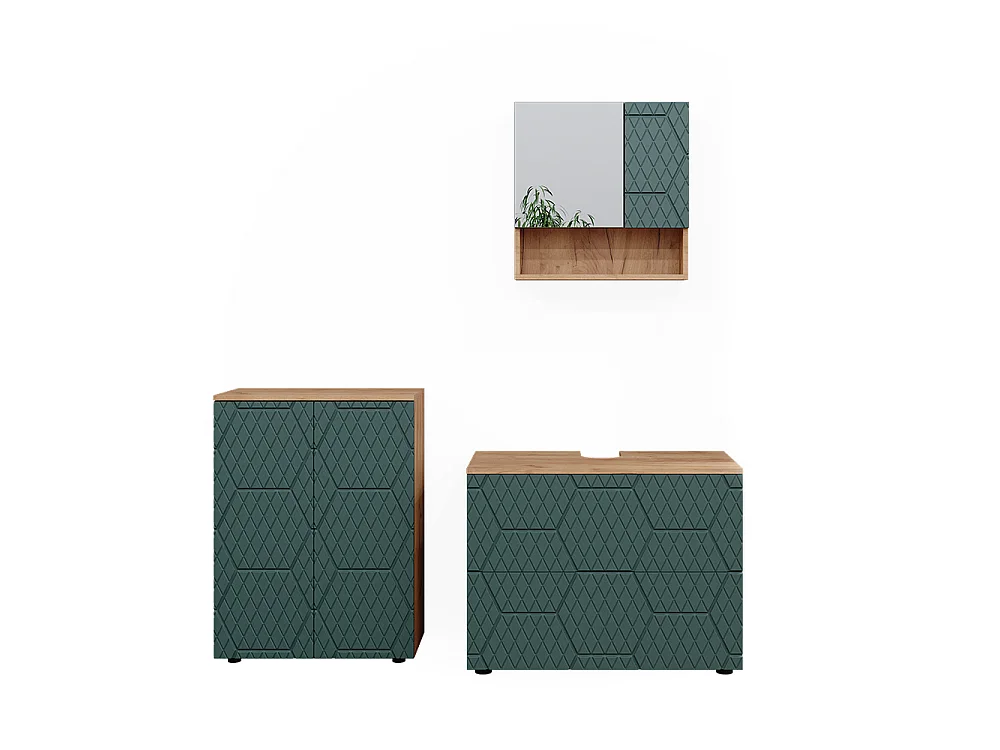 Badkamermeubel set groen/gouden eik 80x41x58 irma