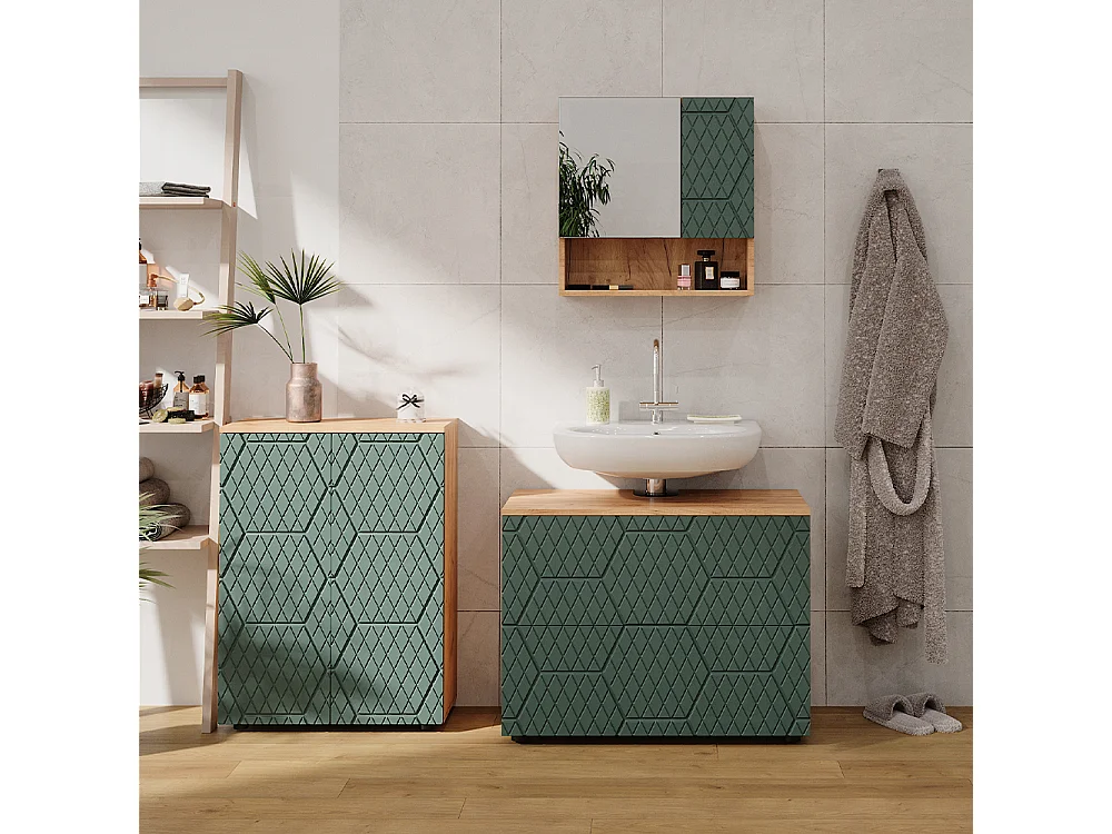 Badkamermeubel set groen/gouden eik 80x41x58 irma