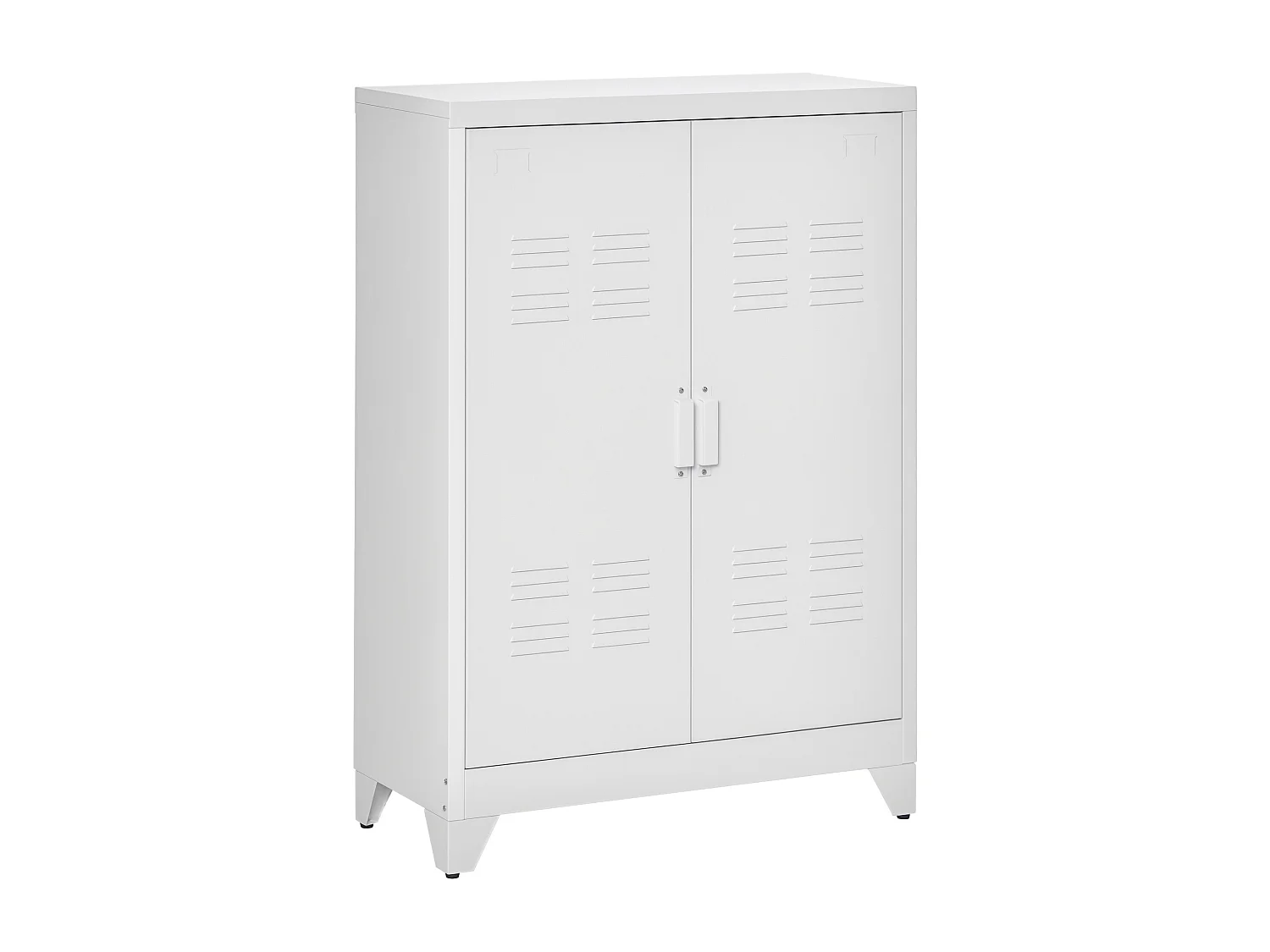 Armoire de rangement métal design industriel - 2 étagères - structure piètement tôle métal blanc