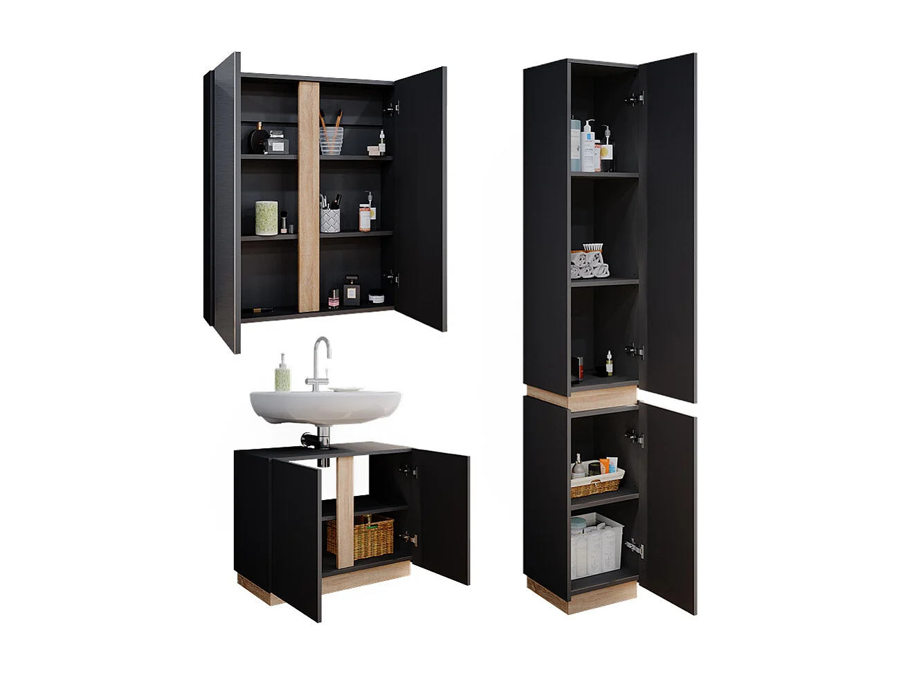 Set di mobili da bagno antracite 70x34x55 gloria