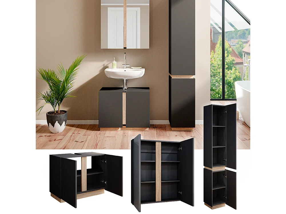 Meubles bain anthracite 70x34x55 gloria