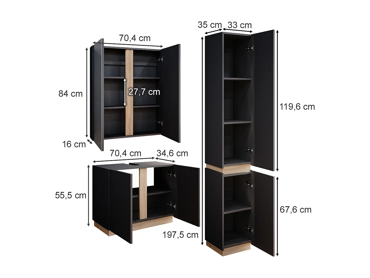 Meubles bain anthracite 70x34x55 gloria