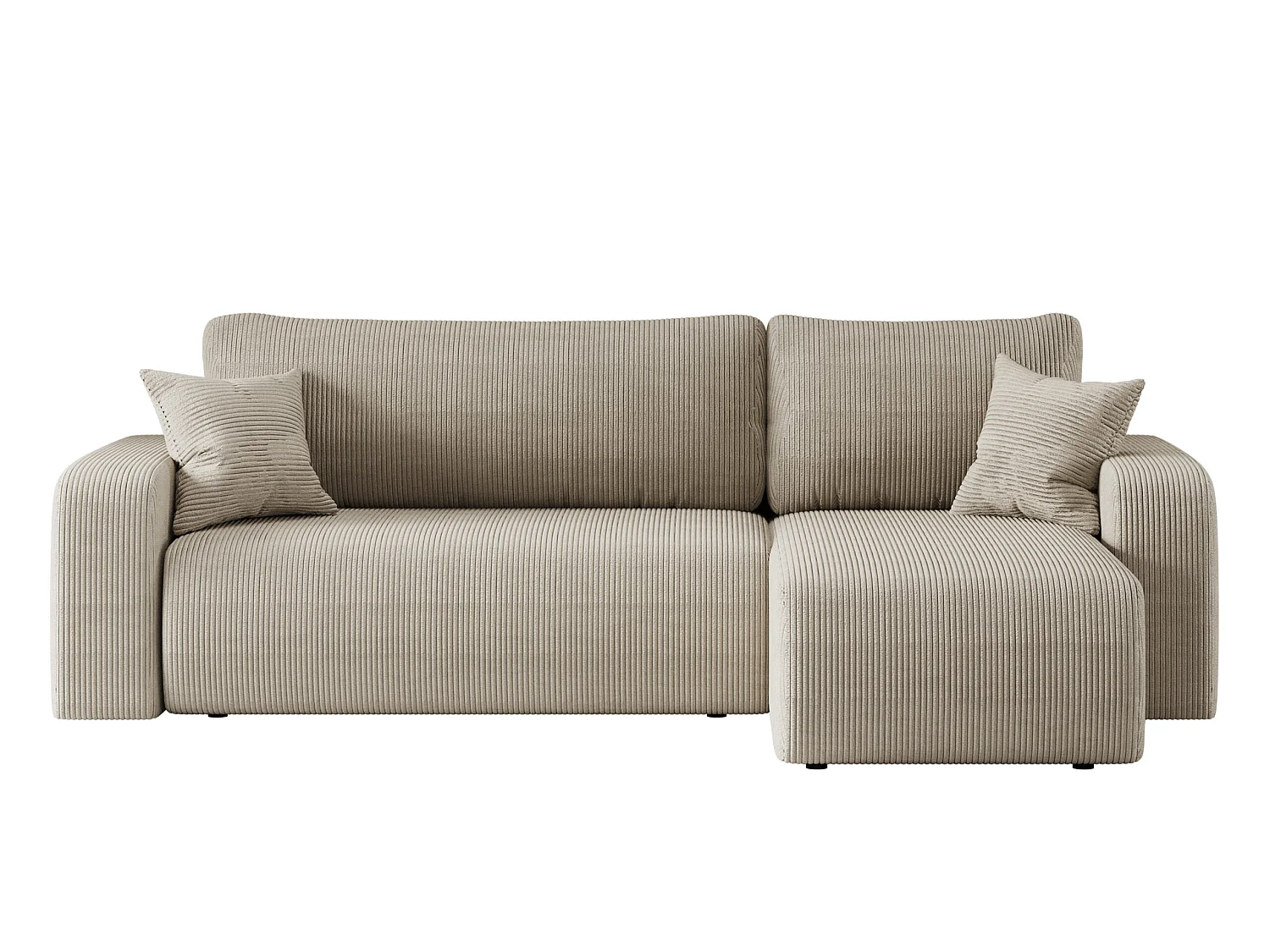 Canapé d'angle convertible 3 places avec coffre en velours beige