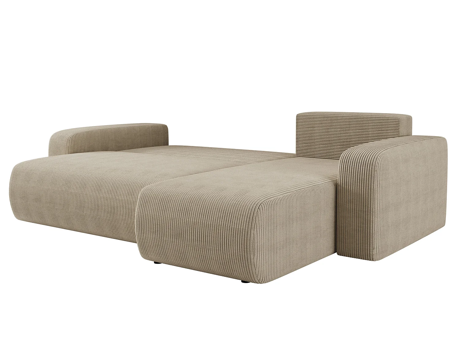 Canapé d'angle convertible 3 places avec coffre en velours beige