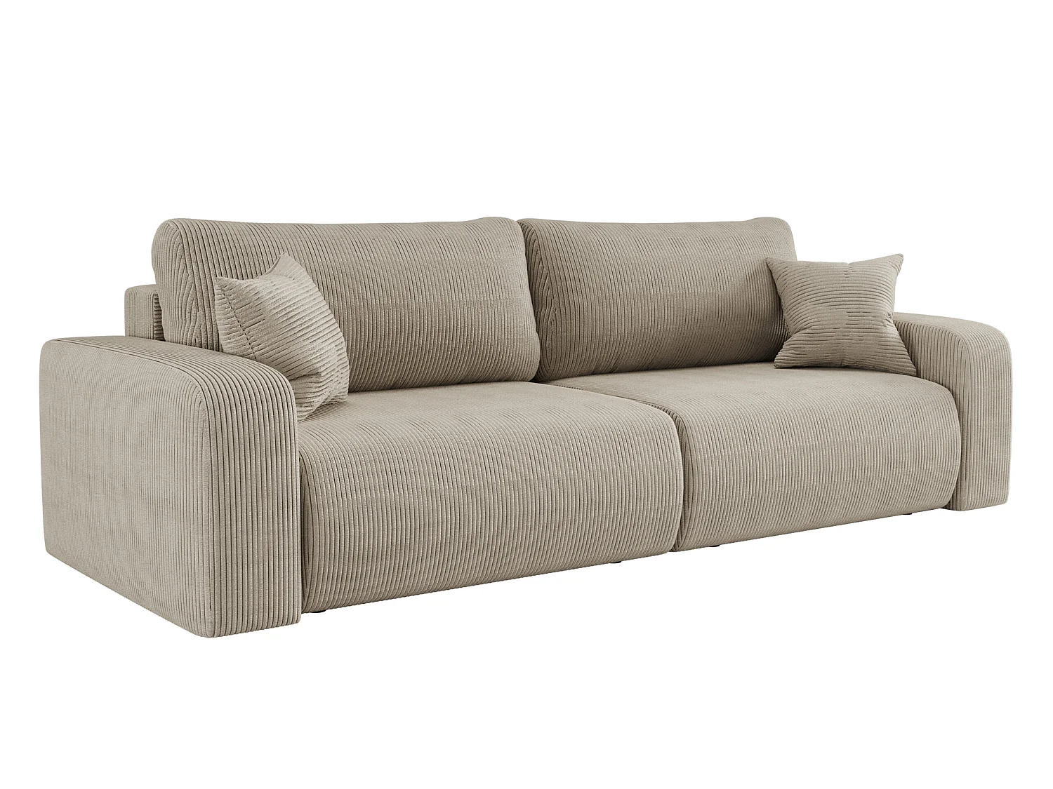 Slaapbank PIANO 3-zits – snel uitklapbaar, bedfunctie, ribfluweel beige, comfortabele slaapbank voor woonkamer, modern design, premium kwaliteit, multifunctioneel