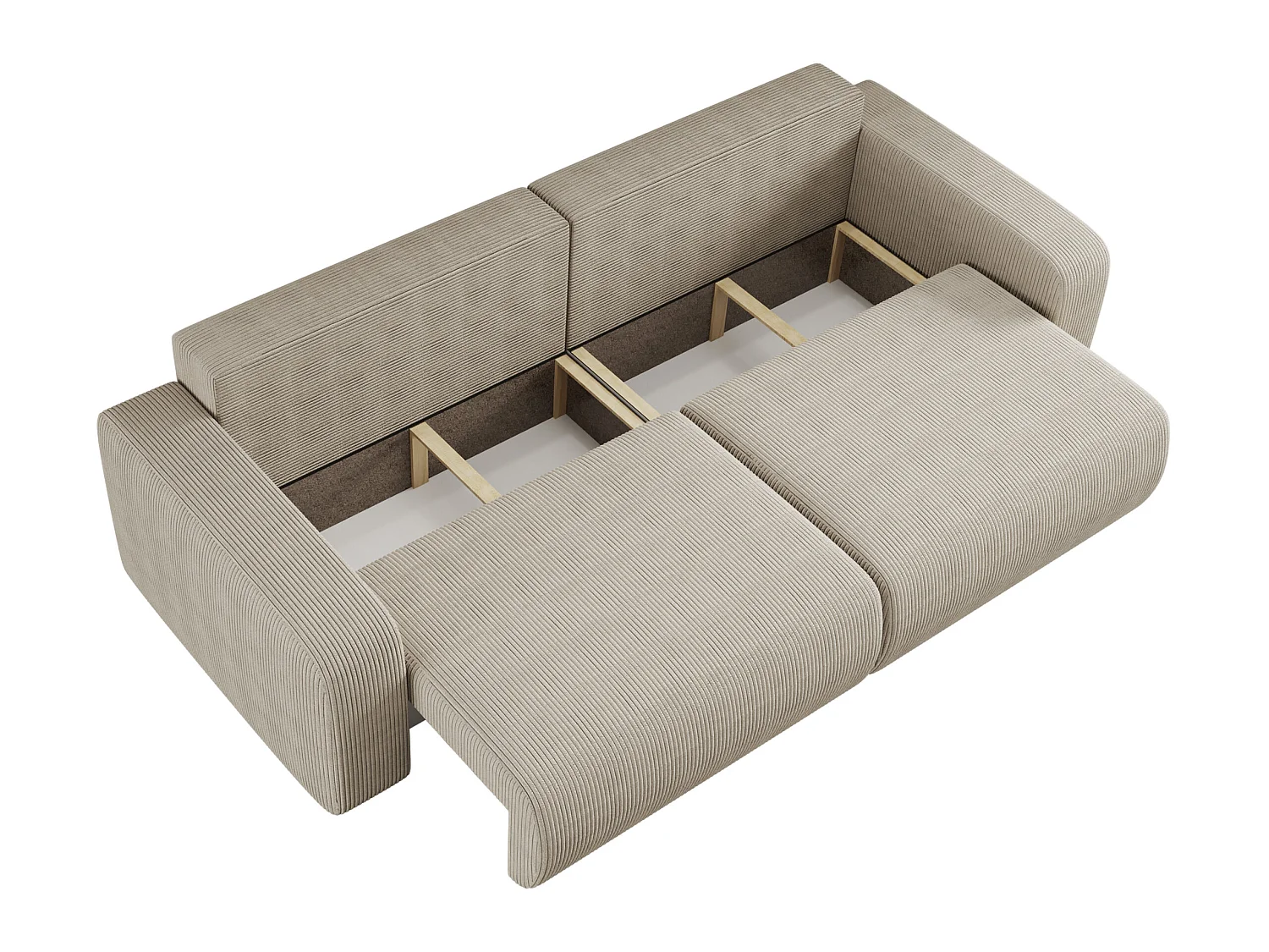 Slaapbank PIANO 3-zits – snel uitklapbaar, bedfunctie, ribfluweel beige, comfortabele slaapbank voor woonkamer, modern design, premium kwaliteit, multifunctioneel
