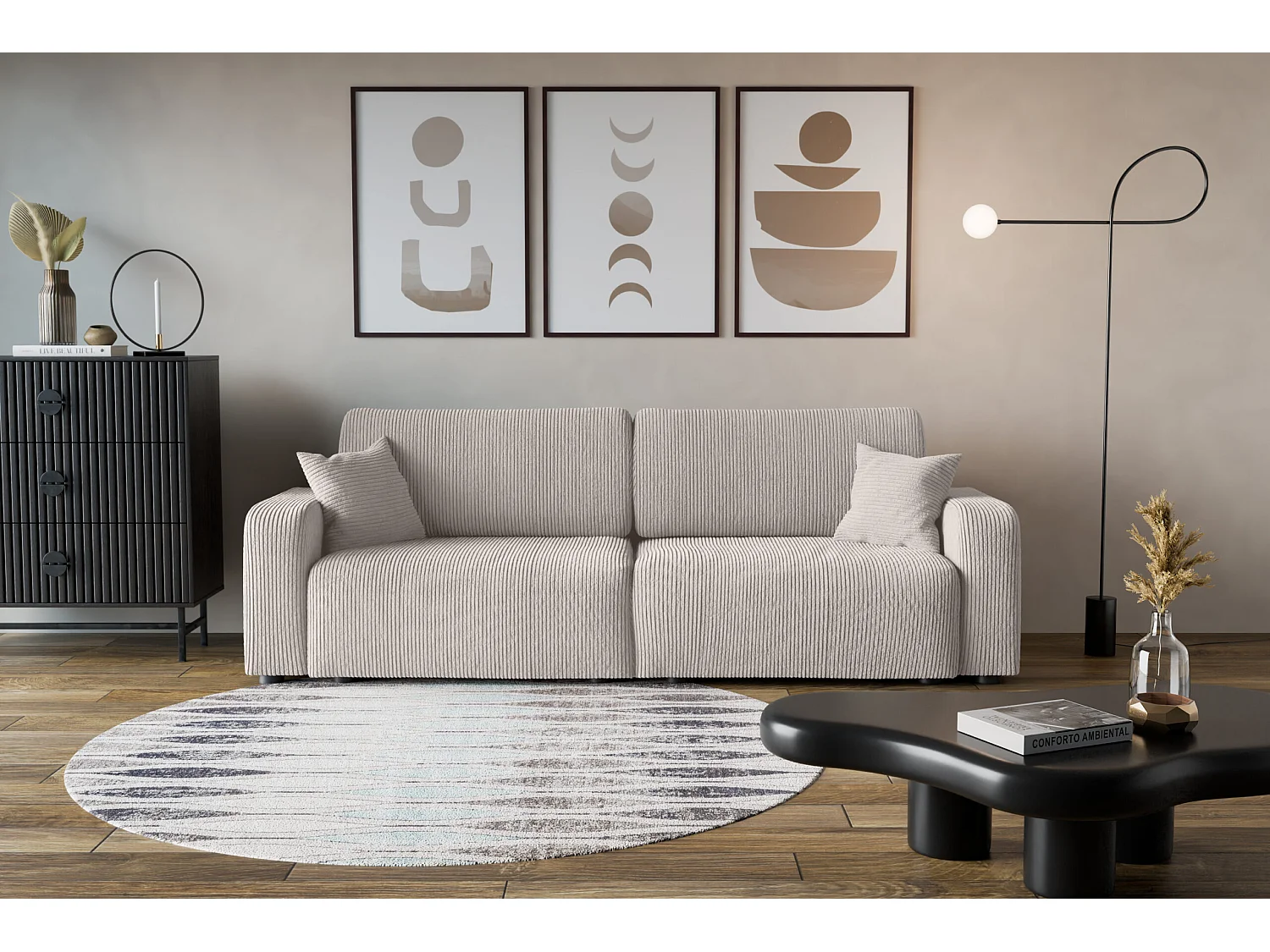 Divano Karl con due vani contenitore per la biancheria, funzione letto, direttamente dal produttore.