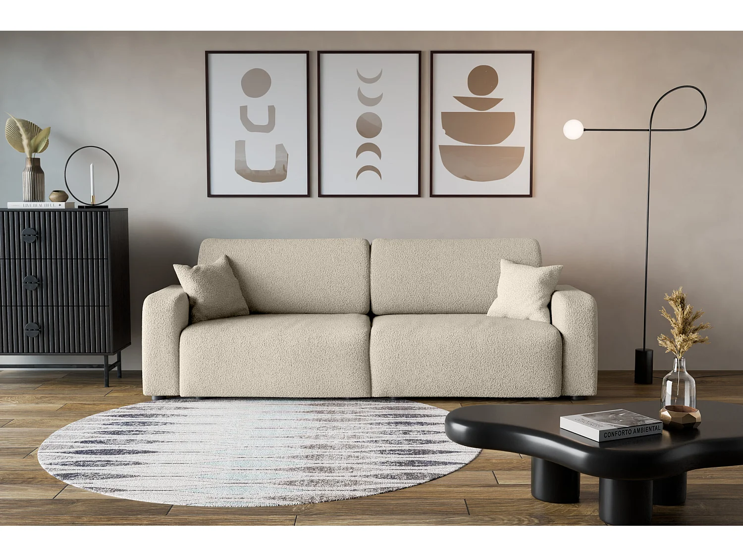 Divano Piano con due vani contenitore per la biancheria da letto.