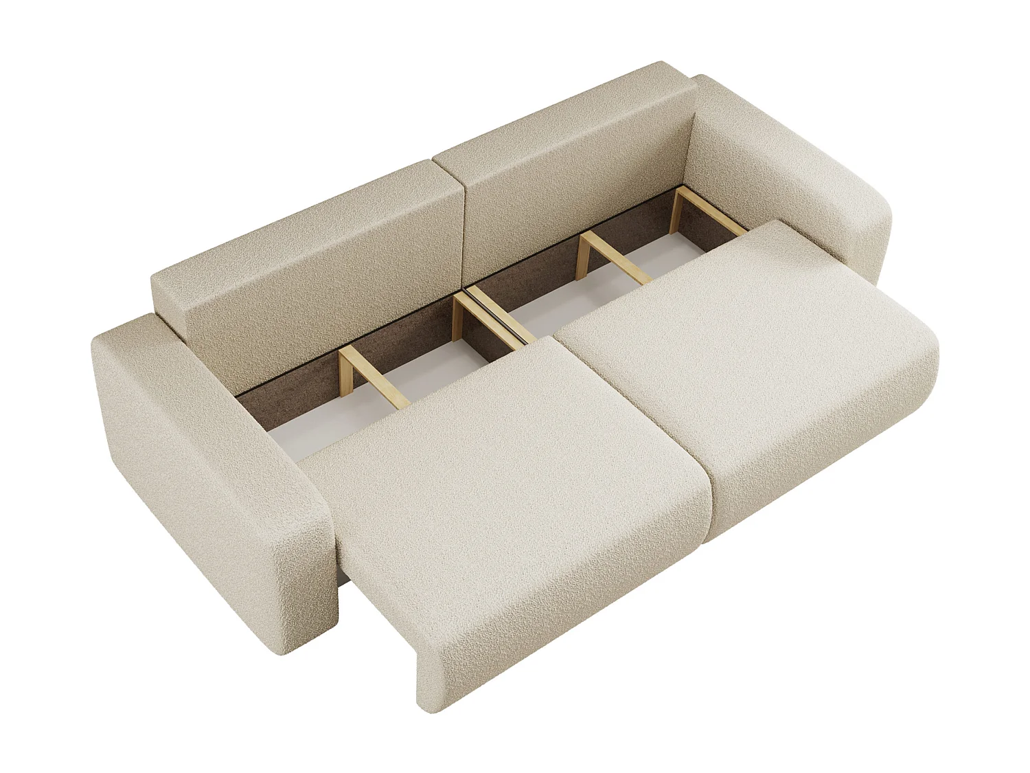 Divano Piano con due vani contenitore per la biancheria da letto.